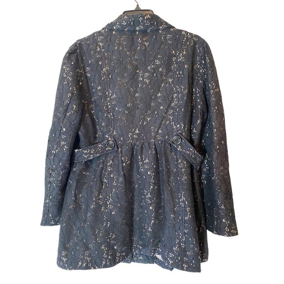 Marisa Christina Womens Black Lace Button-Down Jacket Coat Size 12 - Picture 2 of 10